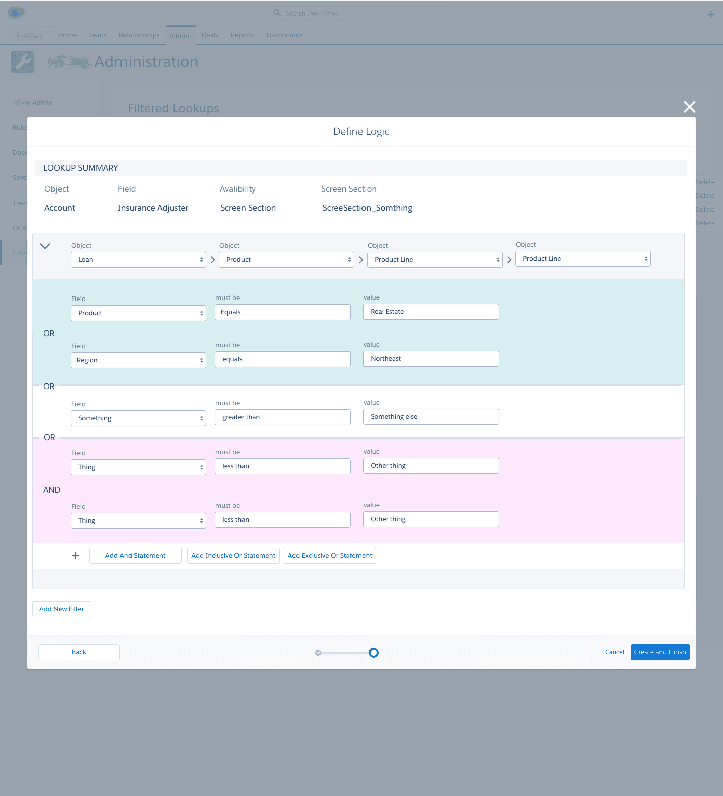 The final color-coded logic builder design
